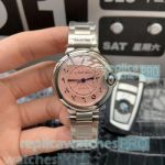 Best Clone Cartier Ballon Bleu de Pink Dial Stainless Steel Ladies Watch